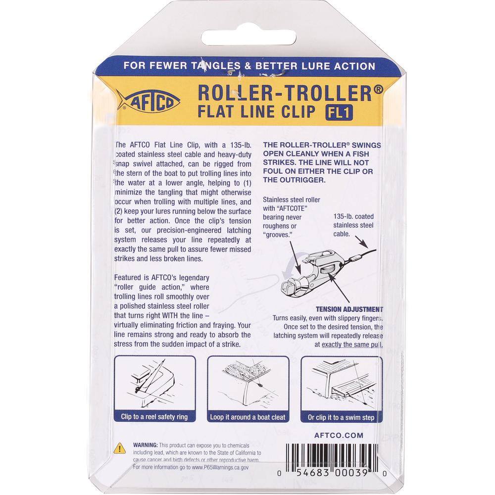 AFTCO FL1 Roller Troller Flat Line Fishing Clip - Saltwater Trolling Accessory for Offshore & Inshore Fishing - Perfect for Tuna, Marlin & Big Game Fishing