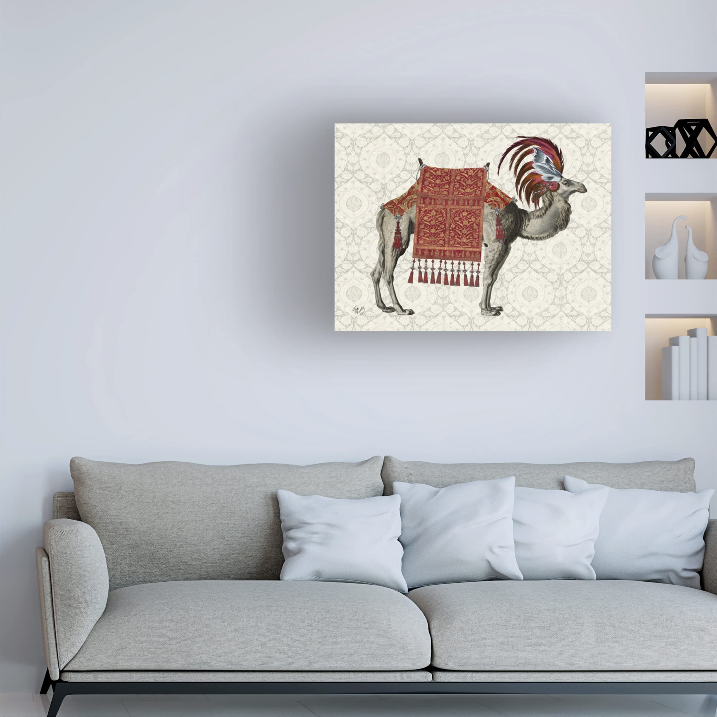 Trademark Fine Art 'Niraj Camel Red' Canvas Wall Art by Fab Funky - Modern Abstract Painting for Living Room, Bedroom & Office Decor