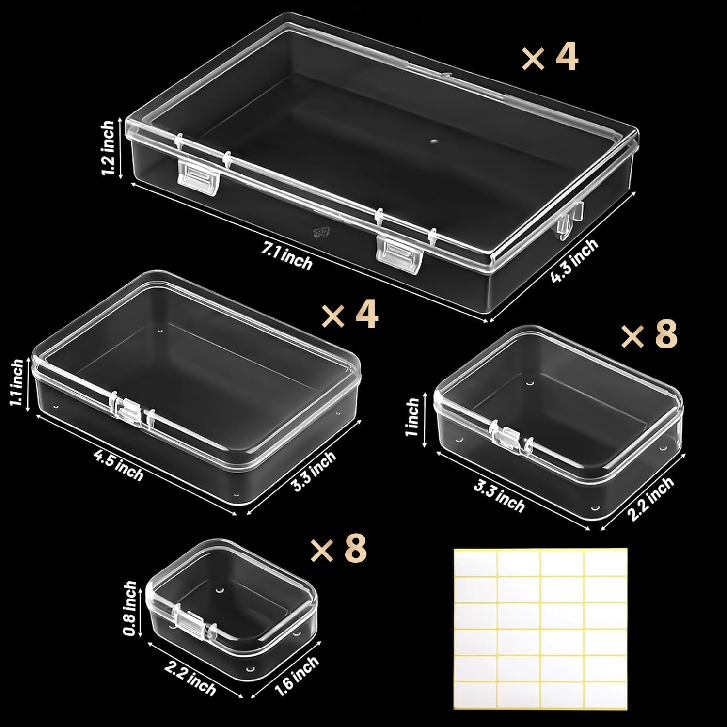 24-Pack Small Plastic Storage Containers with Hinged Lids - Mini Rectangular Organizer Boxes for Jewelry Beads, Crafts & Office Supplies | Portable & Stackable for Home, Workshop & Travel Organization