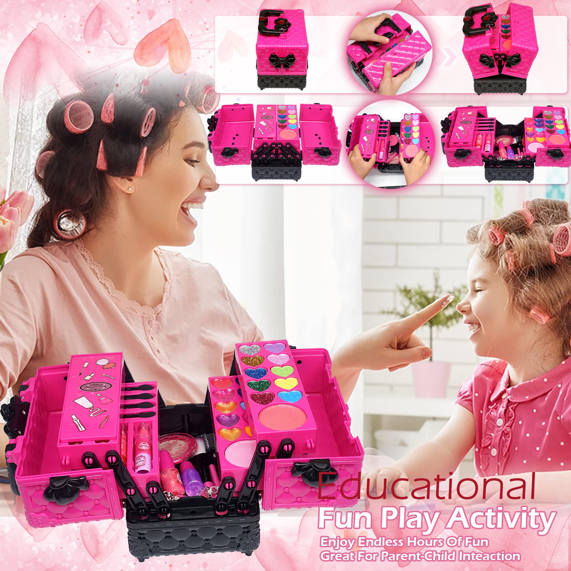**Washable Kids Makeup Kit for Girls - Non-Toxic & Safe Cosmetic Toy Set, Perfect for Pretend Play, Dress-Up & Birthday Gifts (Ages 4-12)** - Ideal for Parties, Role-Playing & Creative Fun!