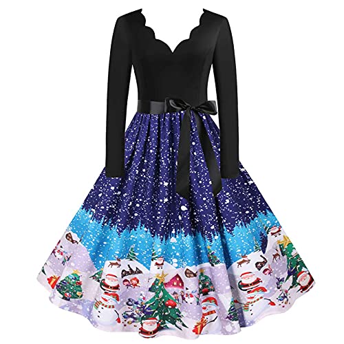 Women's Christmas Party Dress - Retro Rockabilly A-Line Cocktail Dress for Holiday Celebrations