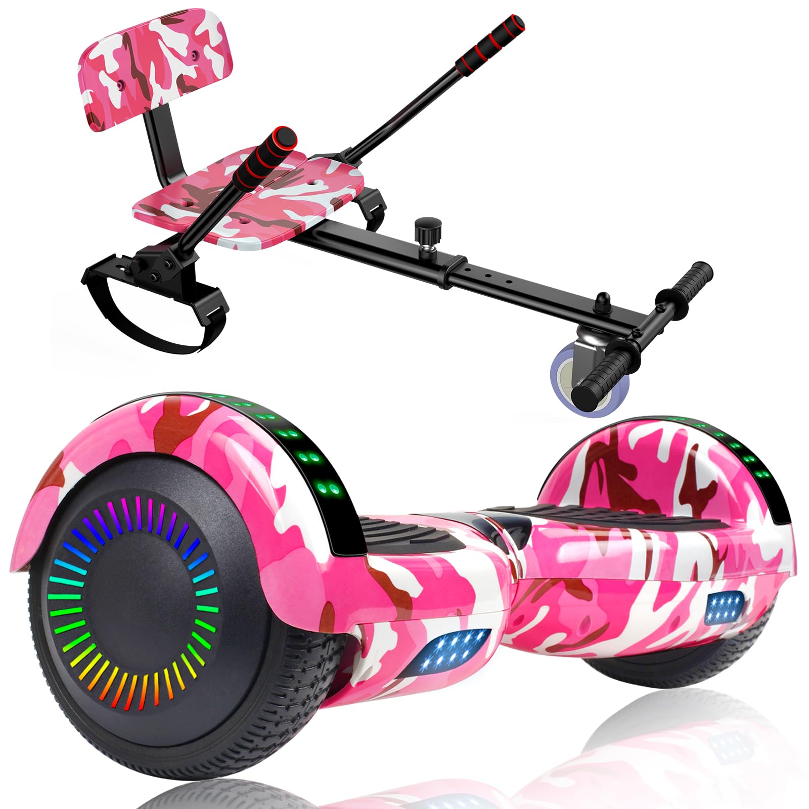 Self Balancing Hoverboard Scooter with Seat Attachment - 6.5