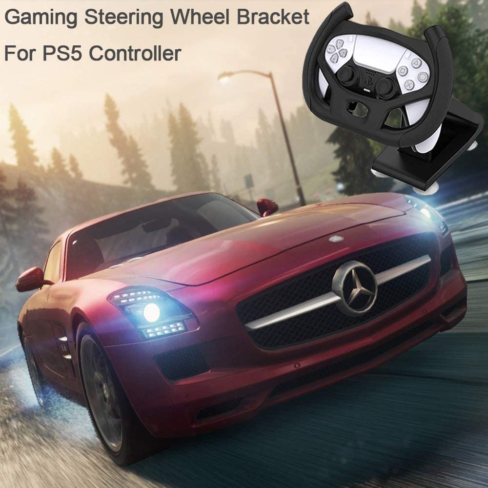 PS5 Steering Wheel Controller Set with Stand & Mount for Sony Playstation 5 DualSense - 4 Suction Cup Table Mounts (Controller Not Included) - Perfect for Racing Games & Simulation Gaming