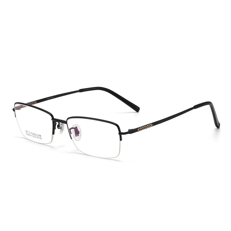 Brightzone Unisex Semi-Rimmed Oval Square Titanium Eyeglasses Frame 81200 - Lightweight & Durable for Work, Reading & Fashion