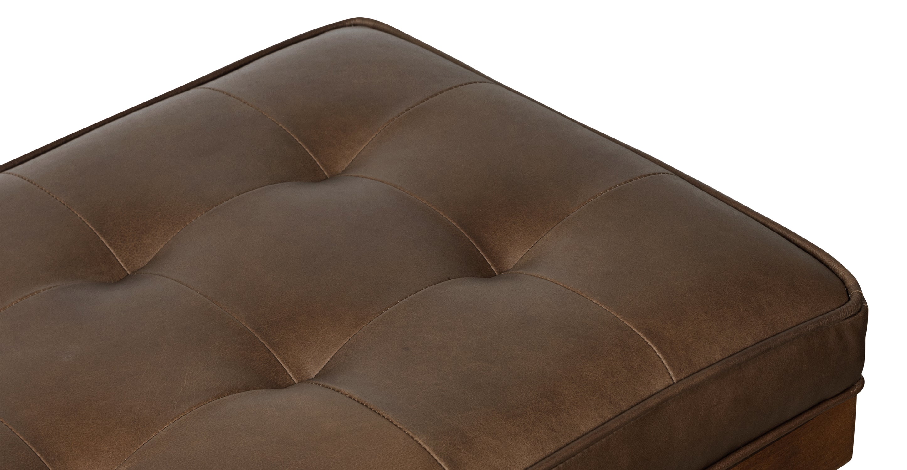 Luca Leather Bench - Modern Upholstered Storage Ottoman with Tufted Design for Living Room, Bedroom, or Entryway - Durable Faux Leather Seat with Sturdy Wooden Legs - Perfect for Extra Seating, Footrest, or Stylish Home Decor