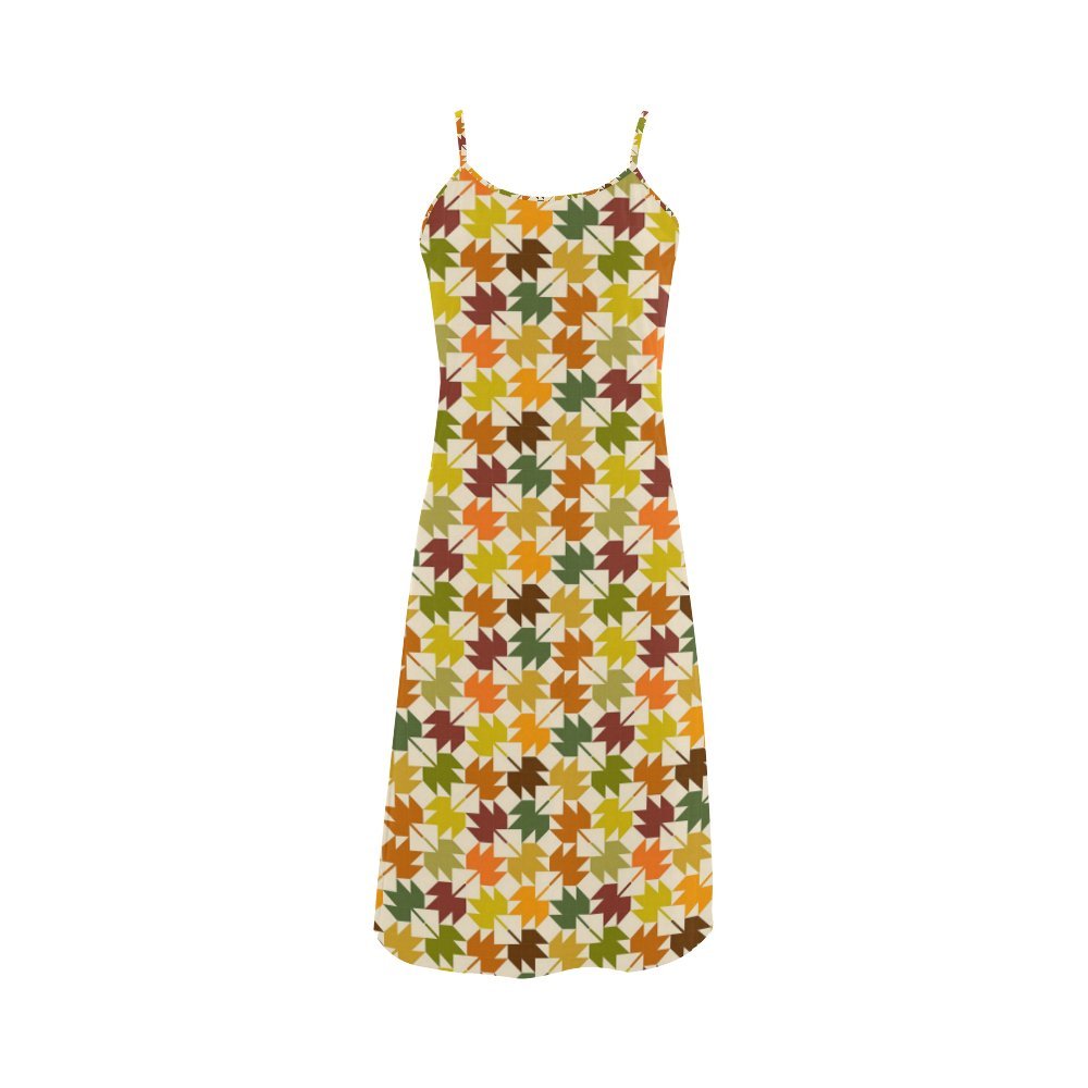 Maple Leaf Print Sexy Slip Dress for Women - Elegant Satin Nightgown for Date Night & Special Occasions
