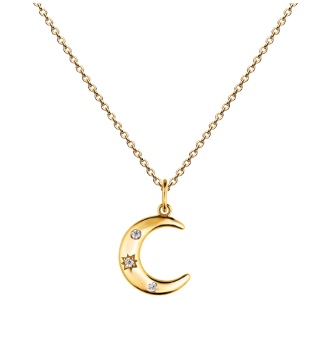 Gold Plated Silver Stone Crescent Moon and Stars Necklace - Perfect for Boho Fashion, Gift Giving & Special Occasions