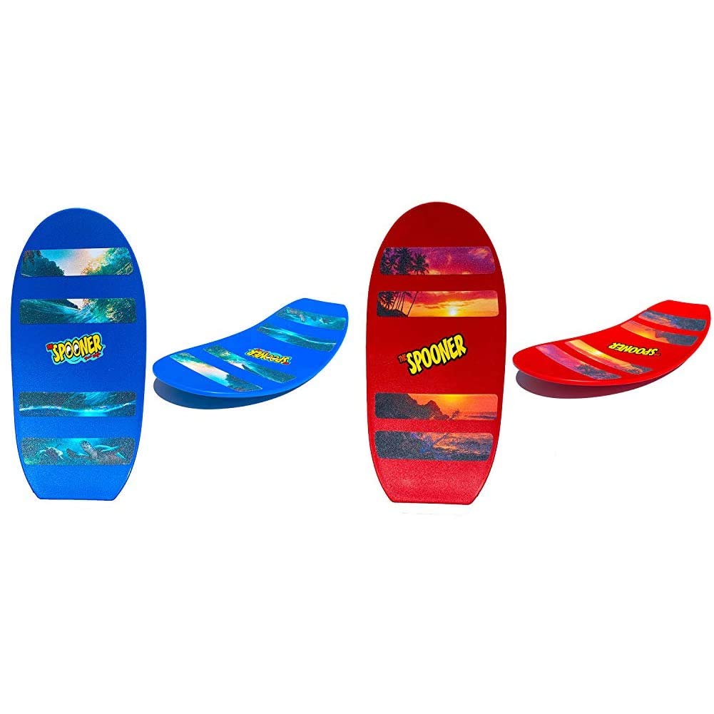 Spooner Boards Freestyle Balance Board - Blue & Red for Kids and Adults - Perfect for Indoor & Outdoor Fitness, Balance Training, and Fun Activities