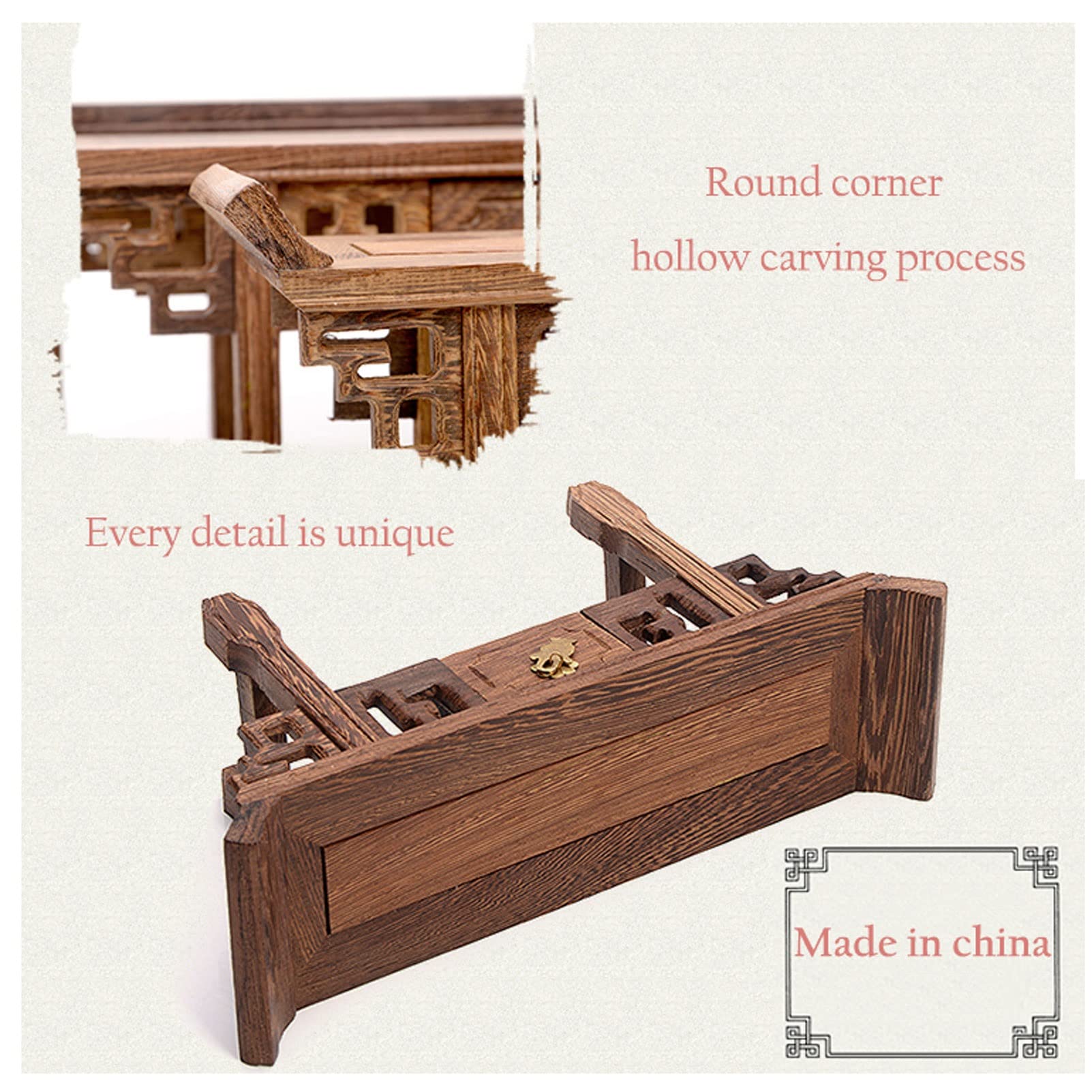 QIANWAN Wooden Shrine Table with Drawer - Medium Size Altar Table for Prayer & Meditation, Storage Statue Stand, Puja Mini-Furniture - Perfect for Home Temple, Spiritual Practice & Sacred Space Decoration