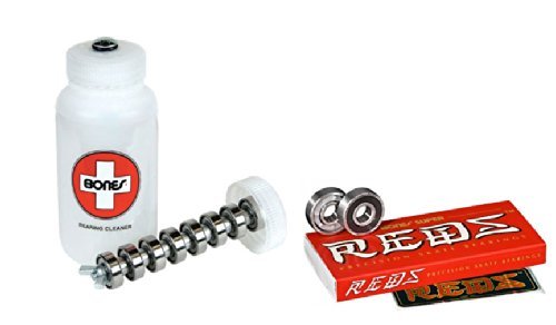 Bones Super Reds Bearings - 8 Pack with Cleaning Unit | High-Speed Skateboard Bearings for Smooth Ride | Perfect for Street Skating & Longboard Cruising