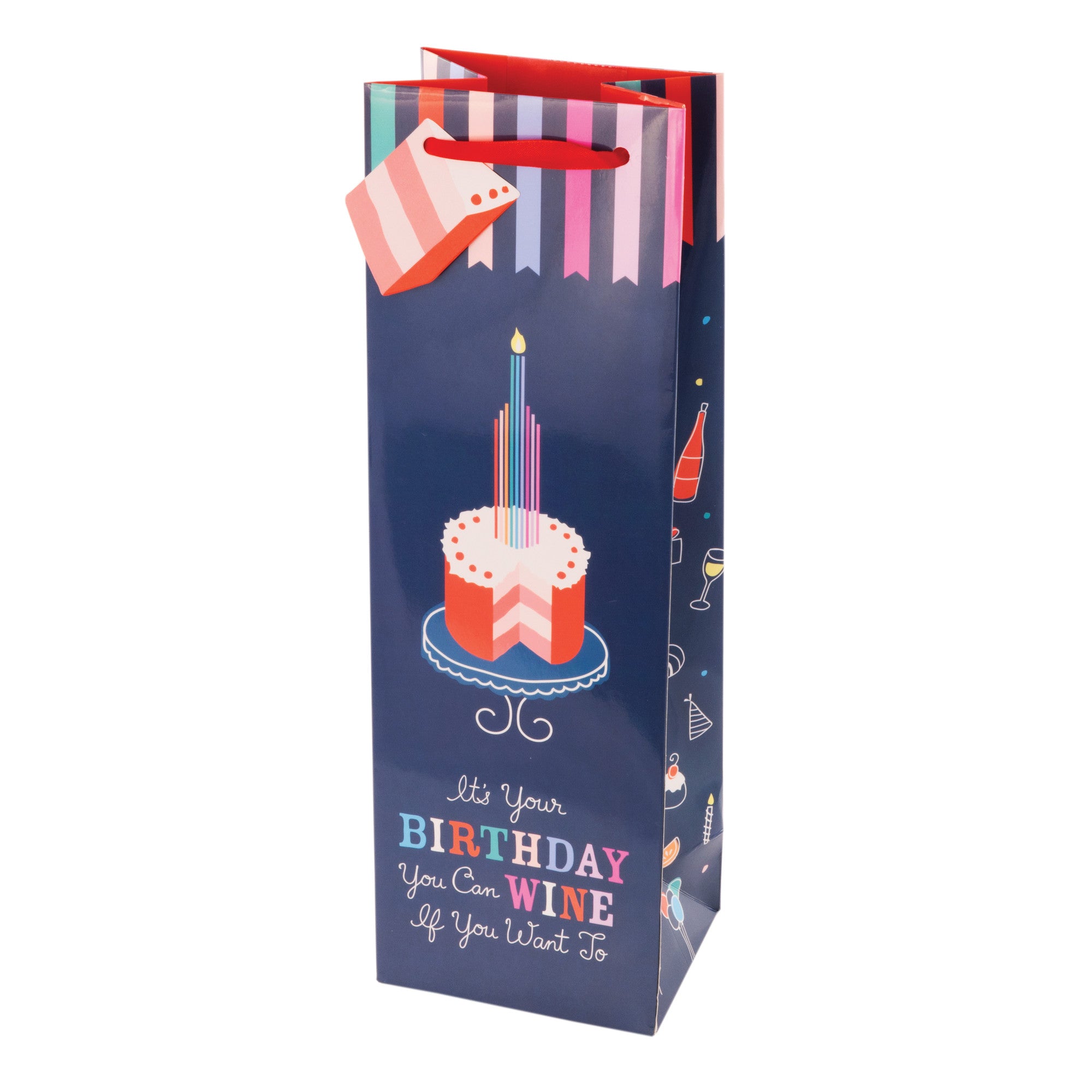 Elegant Birthday Cake Wine Gift Bag by Cakewalk - Perfect for Anniversary, Bridal Shower & Party Celebrations
