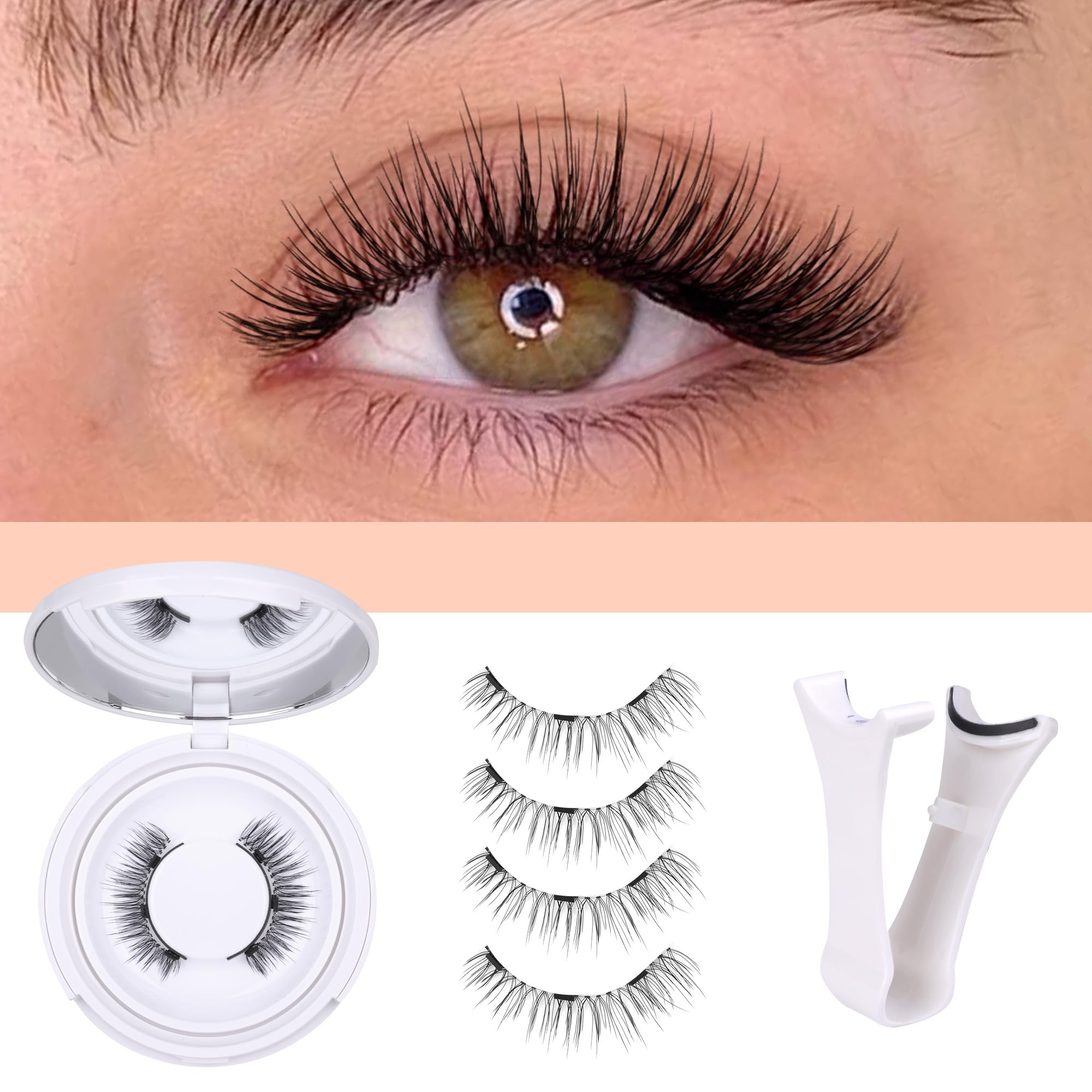 TNFVLONEINS Magnetic Eyelashes - Natural Looking Wispy Lashes with Easy Applicator, No Glue Needed, Clear Band for Comfort | Perfect for Daily Wear, Special Occasions & Lash Extensions Look