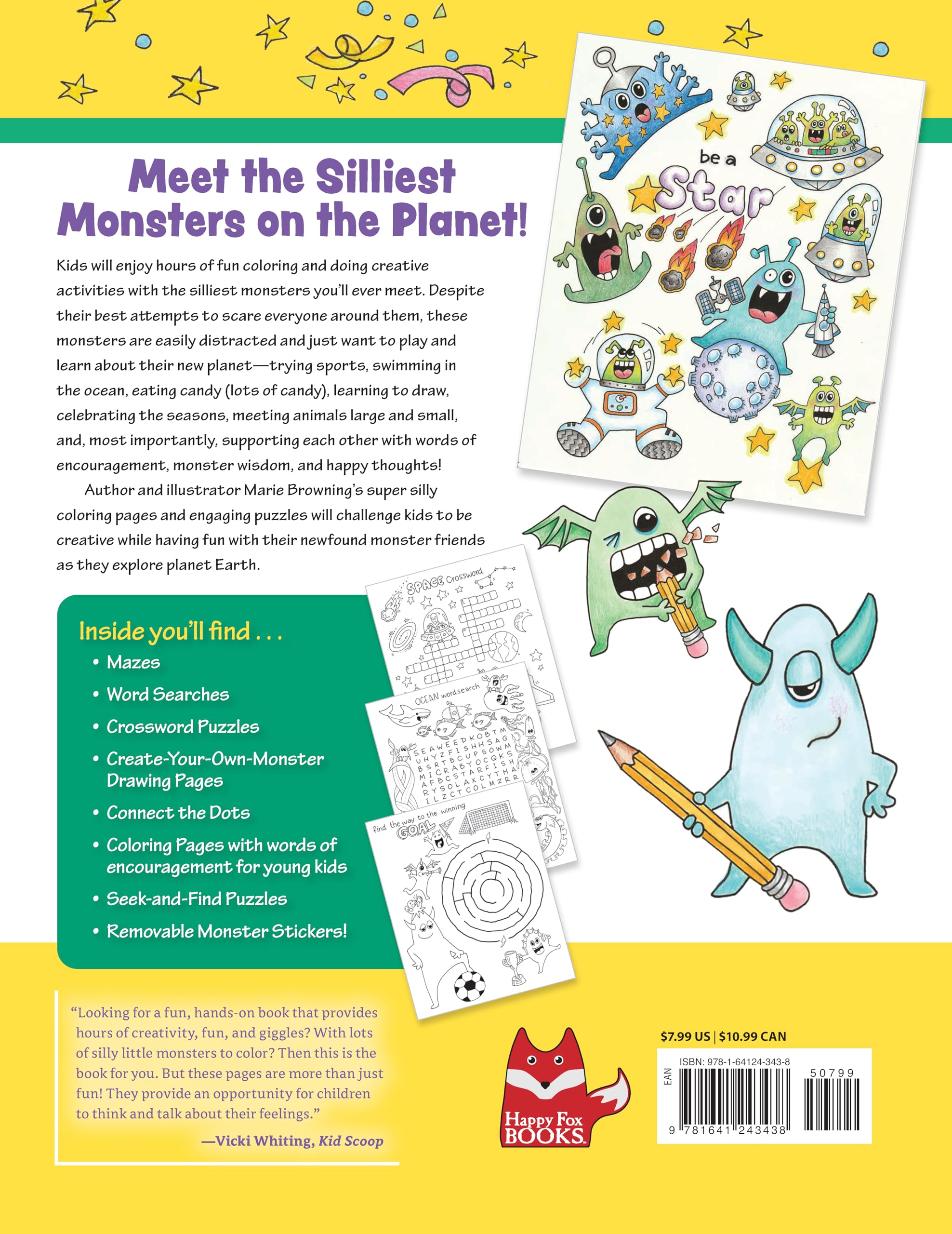 Super Silly Monsters Coloring and Activity Book for Kids Ages 5-8 - 40+ Removable Stickers, Word Search, Mazes & Seek-and-Find Puzzles | Fun Creative Learning & Travel Entertainment for Children