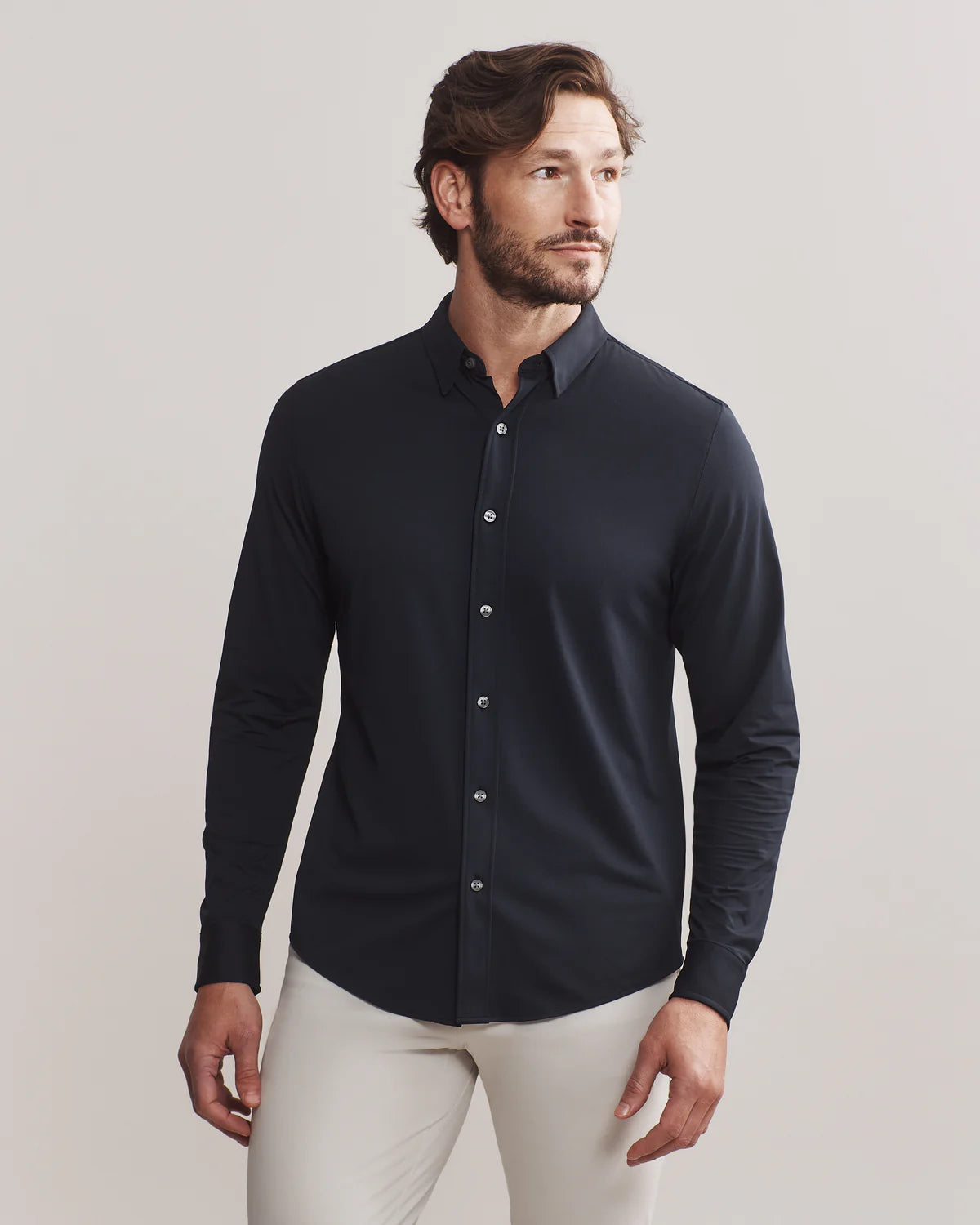 Rhone Men's Commuter Classic Fit Sport Shirt - Moisture Wicking, Stretch Fabric, True Navy Blue - Perfect for Workouts, Golf & Casual Wear