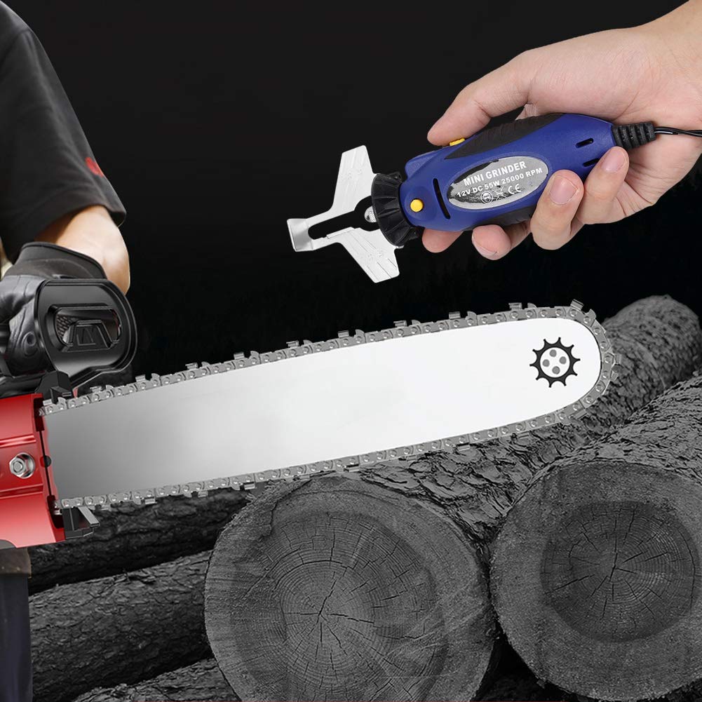 Professional Chainsaw Sharpener Kit - Mini Chainsaw Sharpener with Plastic Case, 55W Saw File Grinder for AC 220V & DC 12V - Perfect for Home Woodworking, Tree Cutting, and DIY Projects