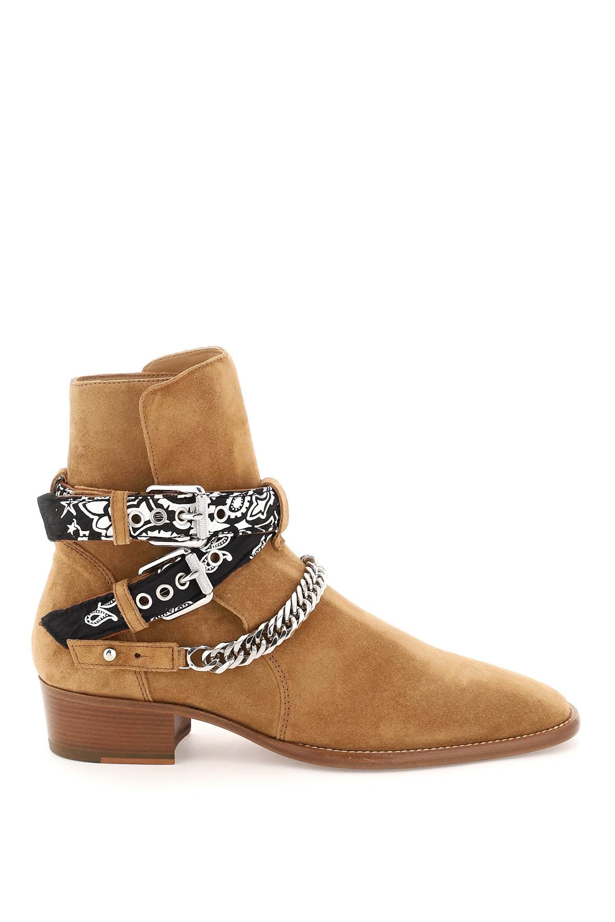 Amiri Bandana Buckle Boots - Stylish Western Ankle Boots for Women & Men | Perfect for Casual Outfits, Music Festivals & Cowboy-Themed Parties