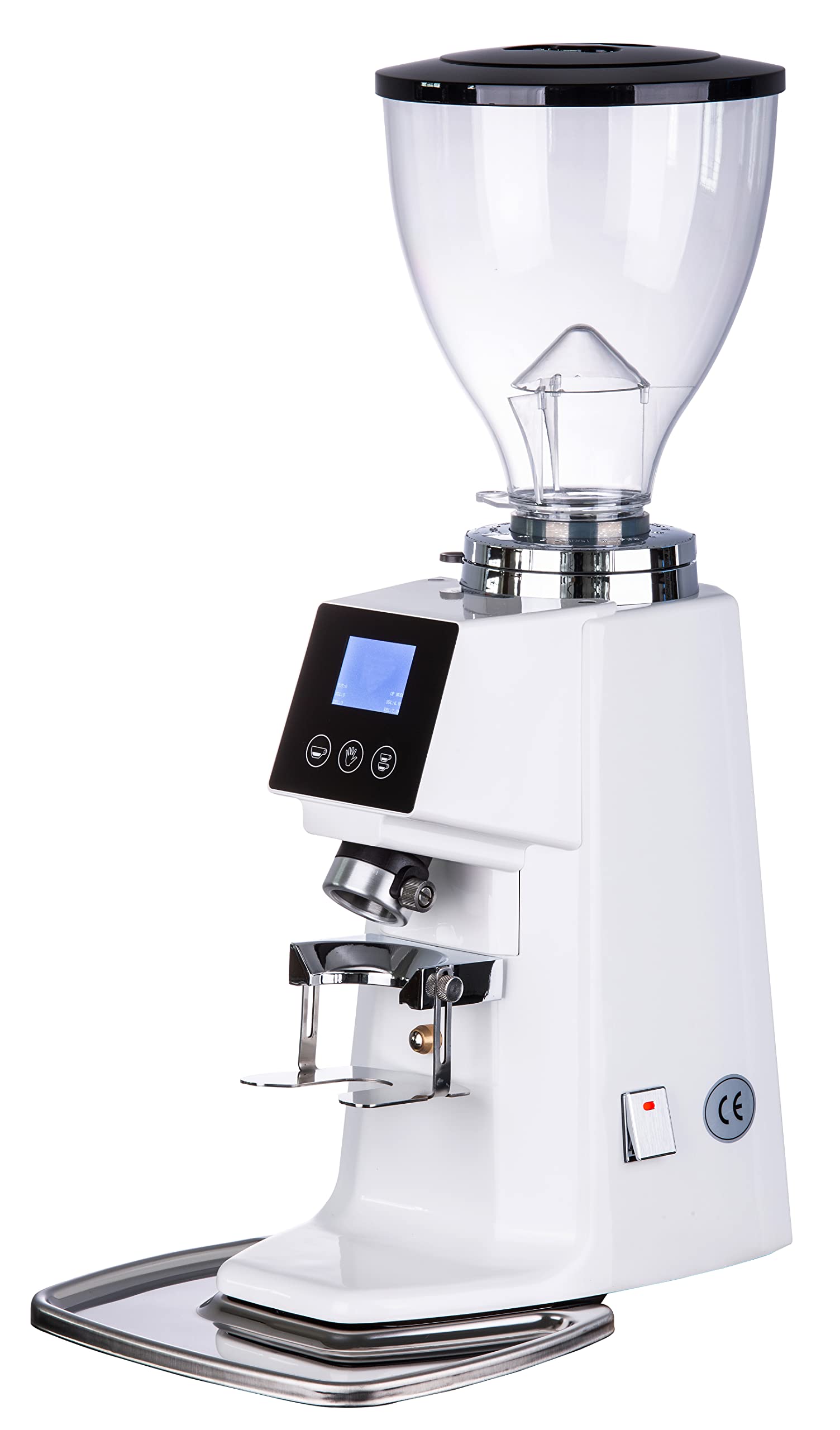 Premium Electric Coffee Grinder with 64mm Flat Burr - Adjustable Settings for Espresso, French Press & Drip Coffee - White (Perfect for Home Baristas & Coffee Enthusiasts)