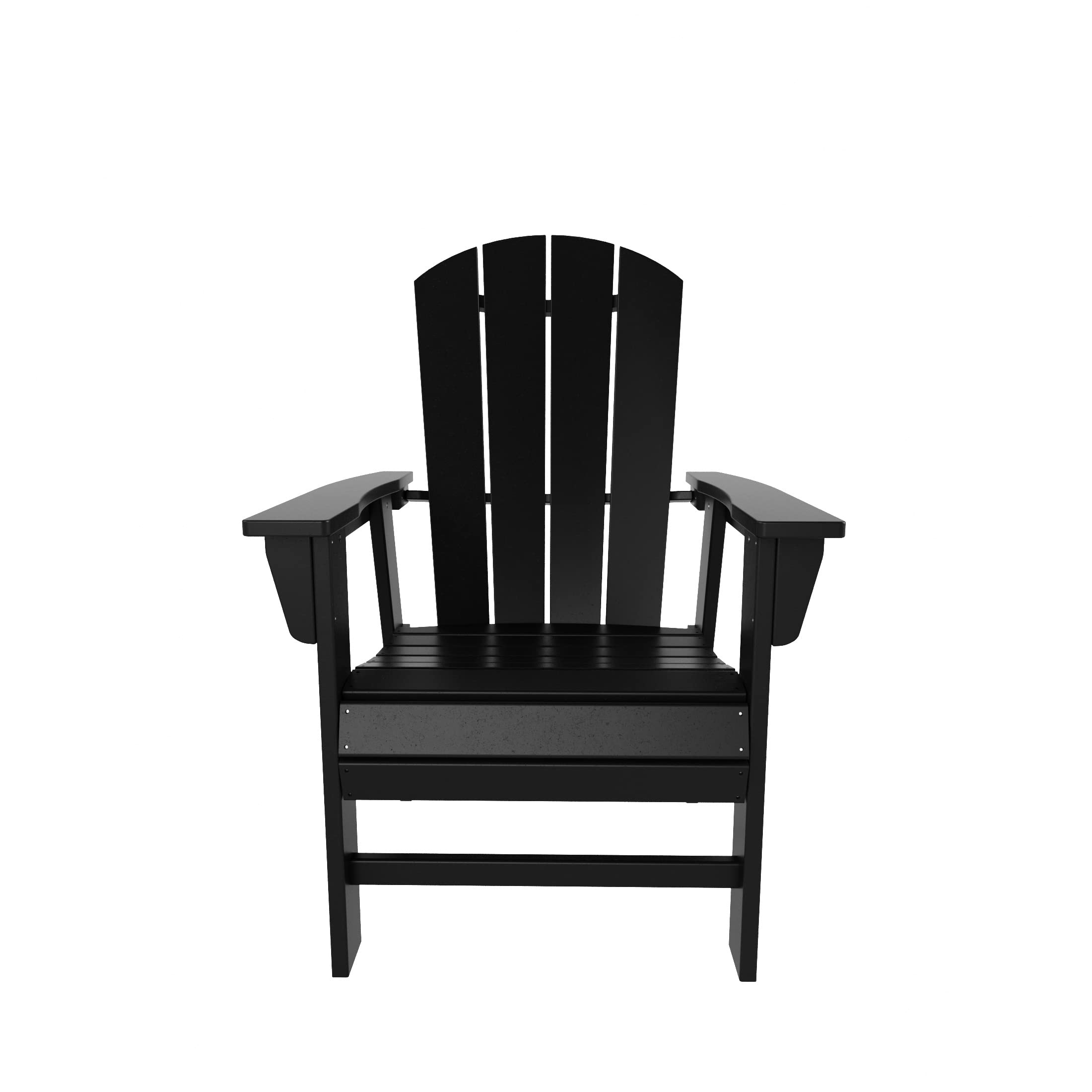 **Classic Black Adirondack Dining Chair - Traditional Retro Outdoor Lounger Seat for Patio, Poolside, Backyard & Garden - Durable Aesthetic Outdoor Furniture for Relaxing & Dining Al Fresco**