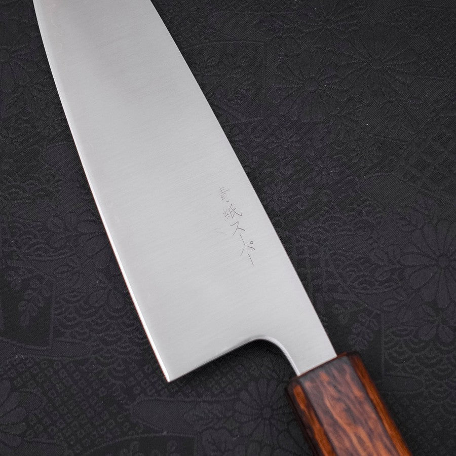 Premium Santoku Knife 165mm - Blue Super Polished Steel with Sumi Urushi Handle - Japanese Kitchen Knife for Slicing, Dicing & Chopping Vegetables, Meat & Fish