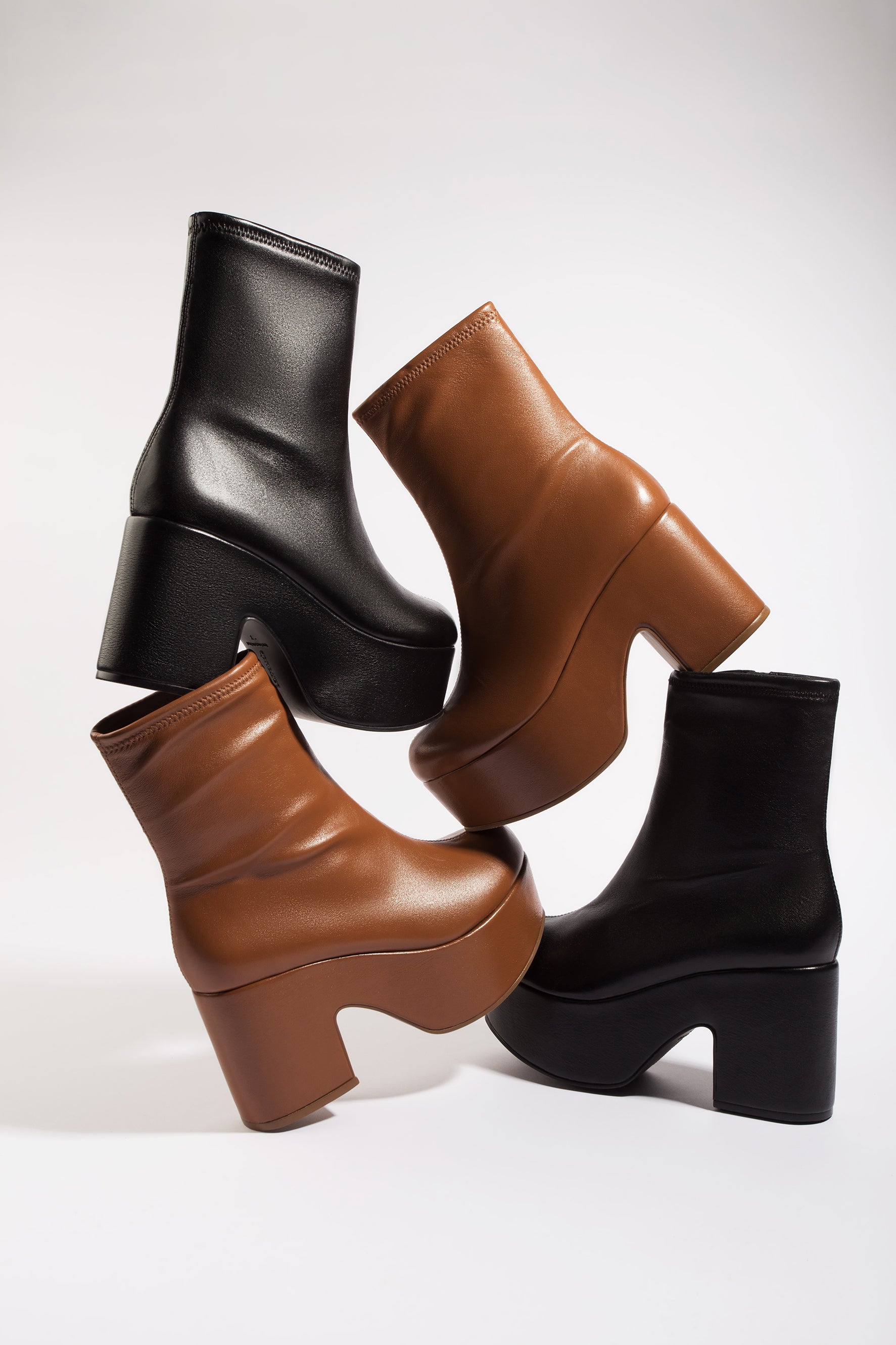 Miso Platform Boots in Caramel - Stretch Leather Ankle Boots for Women | Comfortable & Stylish Fall/Winter Shoes | Perfect for Office, Dating & Casual Outfits