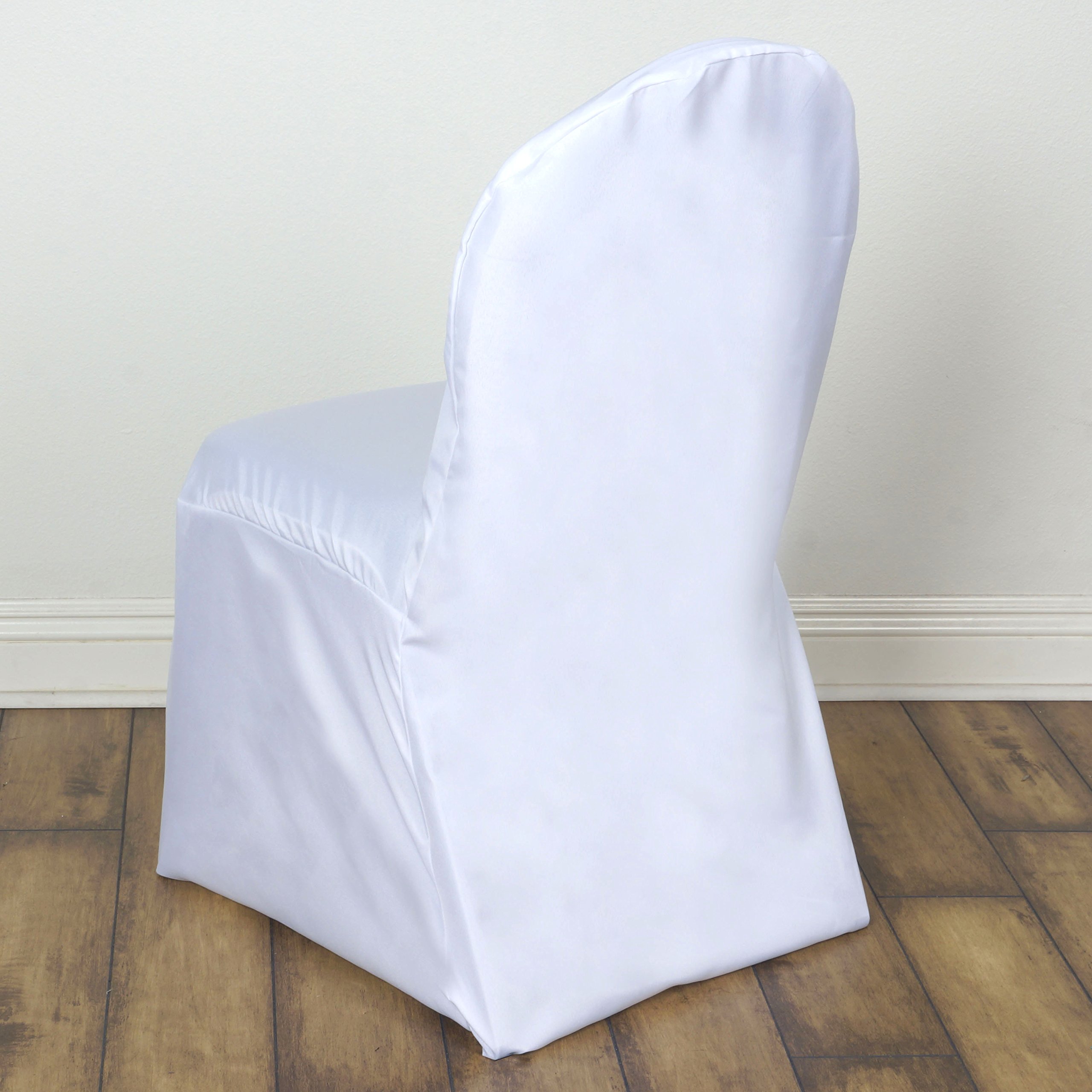 50 Pack White Banquet Chair Slipcovers - Washable Polyester Seat Protectors for Dining, Party & Wedding Decor - Perfect for Indoor/Outdoor Events, Catering & Home Use