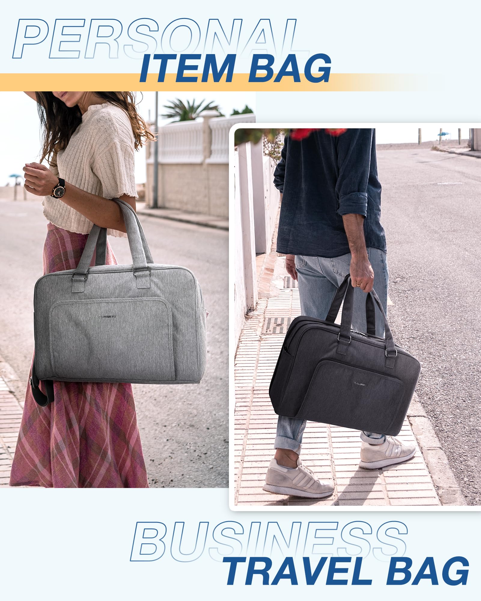 BAGSMART Women's Weekender Travel Duffle Bag - Overnight Carry On with Shoe Compartment - Perfect for Gym, Weekend Getaways & Business Trips