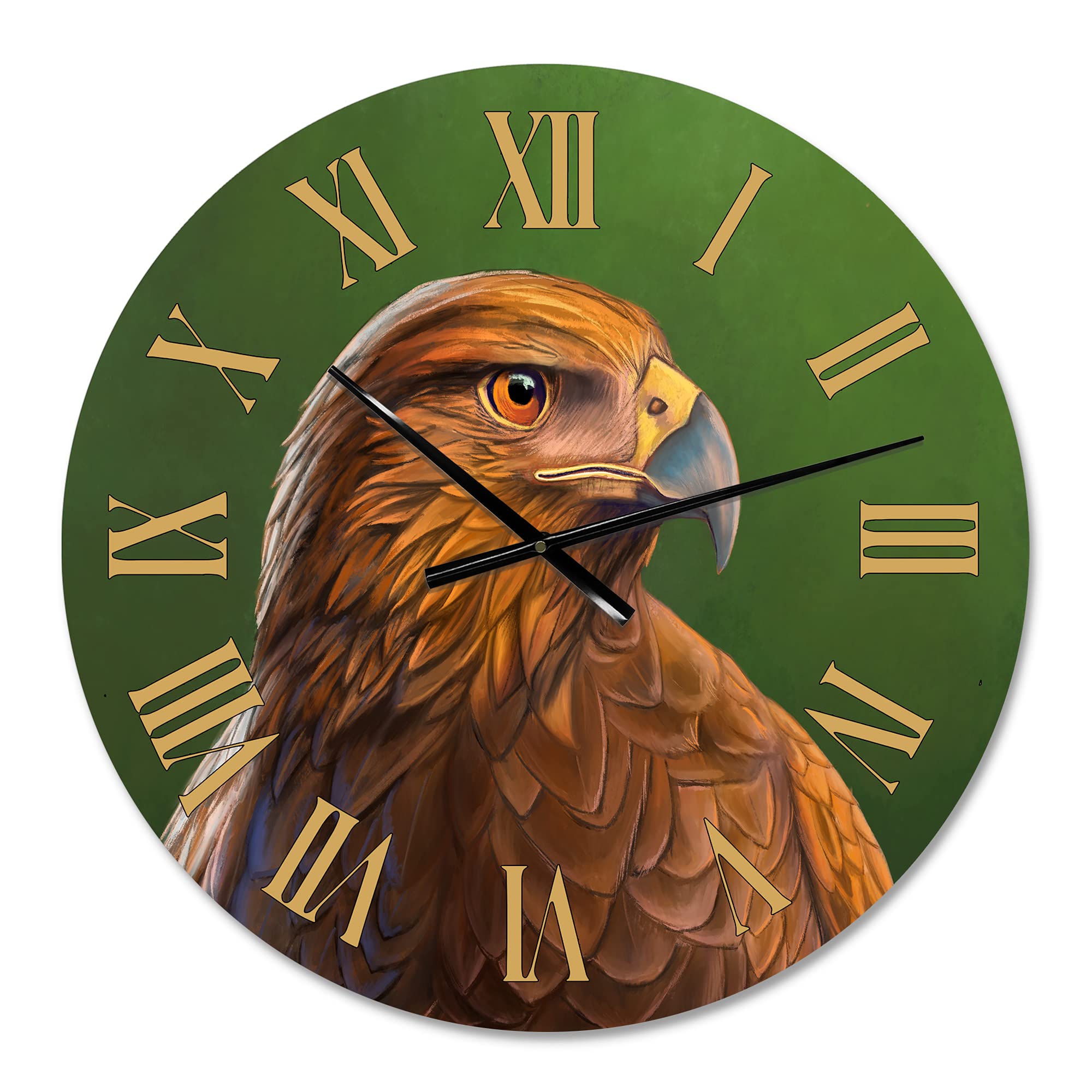 Harris Hawk Bird Portrait Traditional Wall Clock - Large Animal Wall Art for Office & Home Decor | Perfect for Living Room, Bedroom, and Workspace