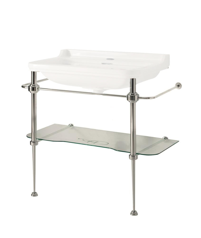 Art Deco Glass Shelf Chrome Stand 88 cm - Elegant Display for Home Decor, Living Room, or Office