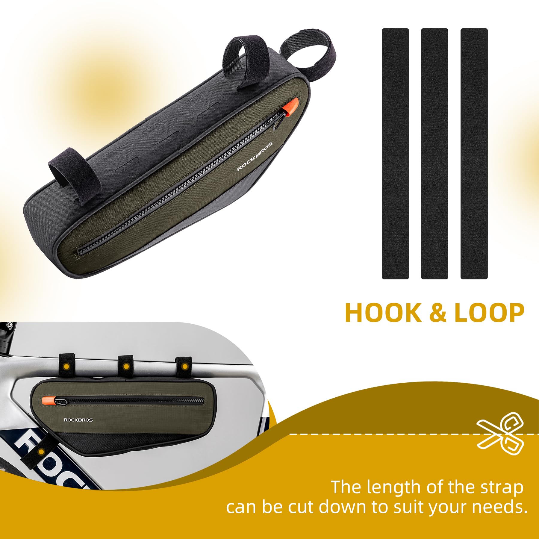 **ROCKBROS Waterproof Bike Frame Bag - 1.5L Top Tube Bicycle Bag with Large Opening Zippers for Mountain & Road Bikes | Quick Release, Durable & Lightweight | Perfect for Commuting, Cycling & Outdoor Adventures**