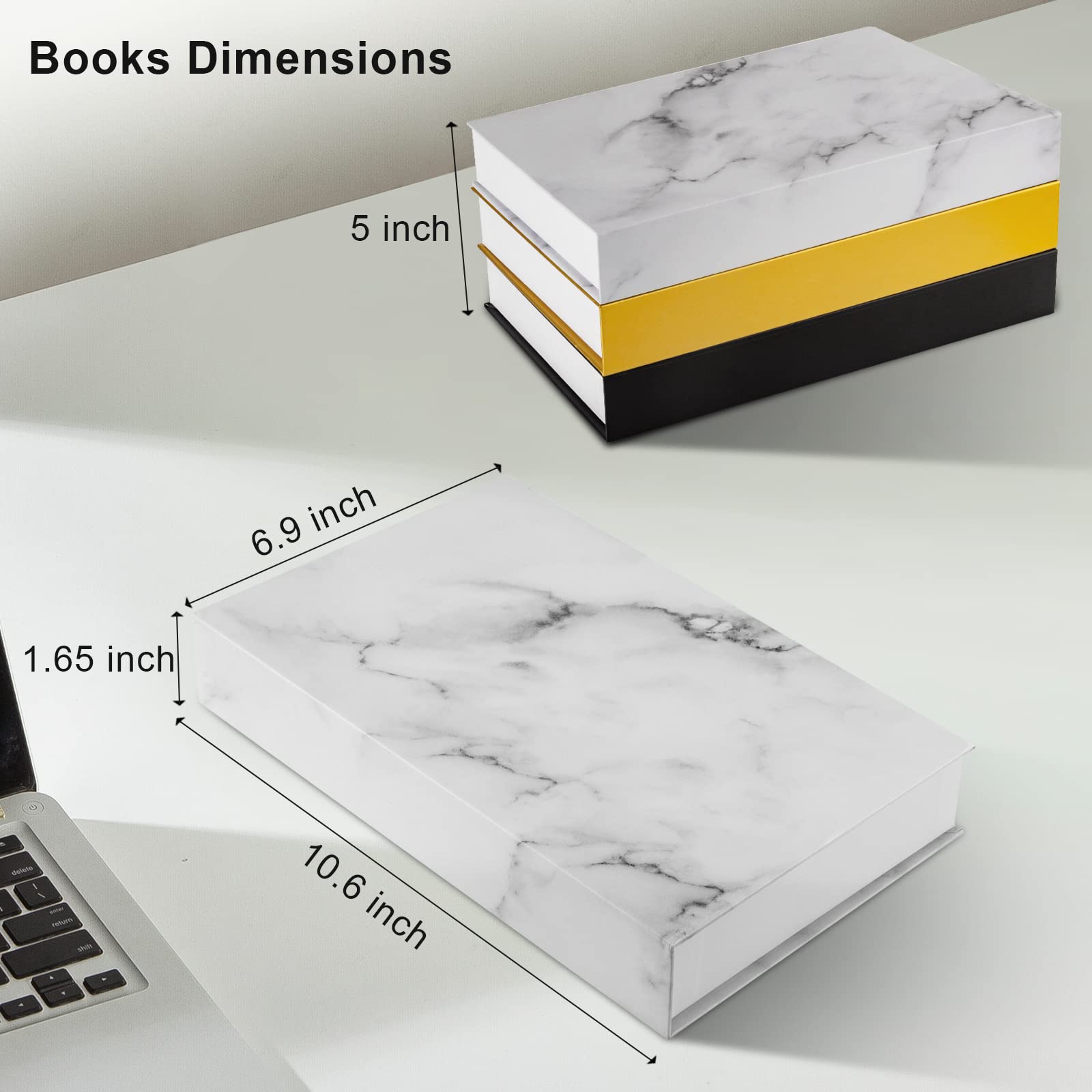 Decorative Books Boxes Set of 3 - Faux Books for Home Decor, Coffee Table & Bookshelf Decoration - Fake Book Storage Boxes with Stickers - Perfect for Living Room, Office & Gift Giving