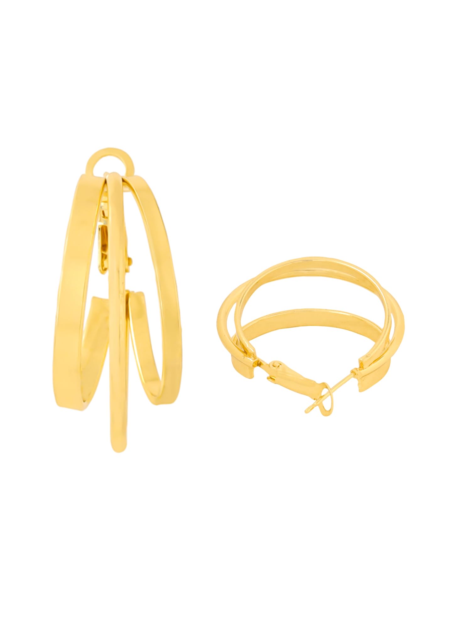 Fashionable Yellow Chimes Hoop Earrings for Women - Gold Plated Layered Bali Hoops | Trendy Golden Hoop Earrings for Girls & Women | Perfect Birthday & Anniversary Gift for Wife, Girlfriend, Mother | Great for Parties, Date Nights & Special Occasions
