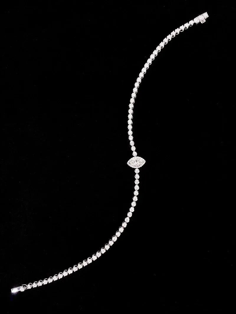 18K White Gold Diamond Bracelet for Women - Classic Shiny Engagement Bracelet with Real Natural Diamonds | Perfect for Senior Banquets, Weddings & Special Occasions