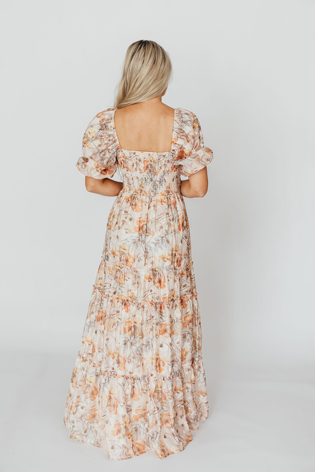 Bump Friendly Daphne Maxi Dress in Beige Multi - Inclusive Sizing S to 3XL for Maternity, Plus Size & Casual Wear