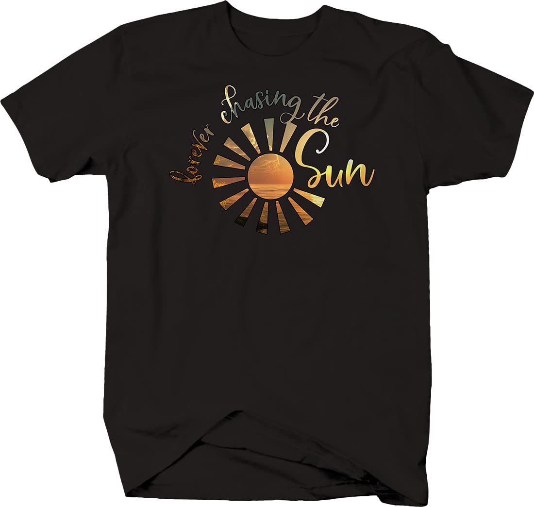 Men's Forever Chasing The Sun Beach T-Shirts - Casual Summer Vacation Shirts for Beach Parties, Surfing & Tropical Getaways