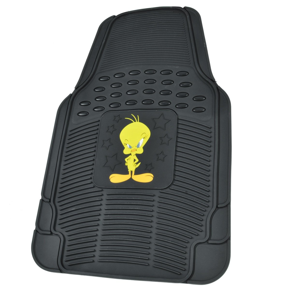 BDK Tweety Bird Car Floor Mats - Officially Licensed Warner Bros Looney Tunes - All Weather Heavy Duty Rubber Liners for Car, Truck, Van & SUV - Black (WBMT-1172) - Perfect for Road Trips & Daily Commutes