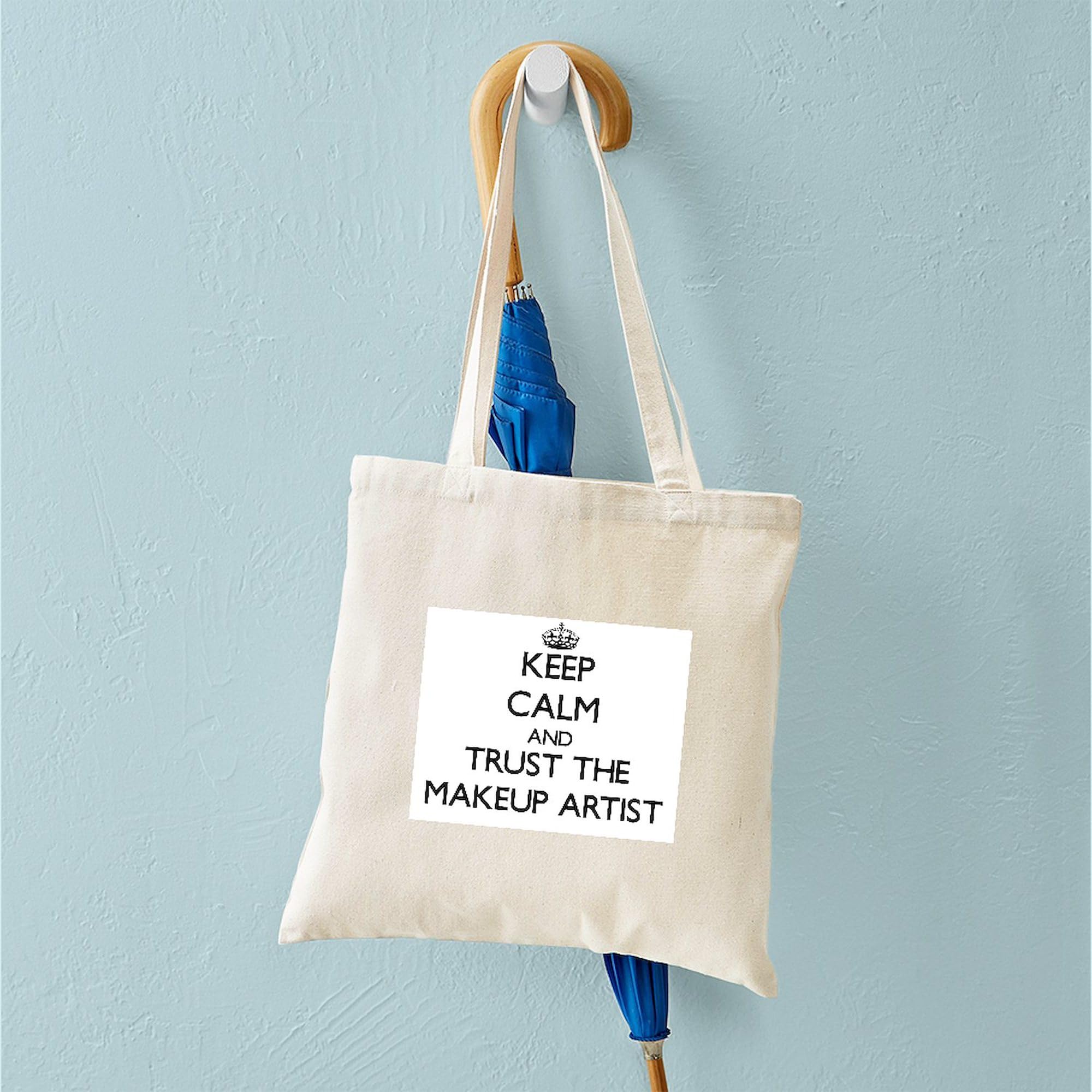Keep Calm And Trust The Makeup Artist Tote Bag - Natural Canvas Reusable Shopping Bag for Makeup Artists, Cosmetologists & Beauty Enthusiasts - Perfect for Salon Visits, Makeup Kits & Everyday Use