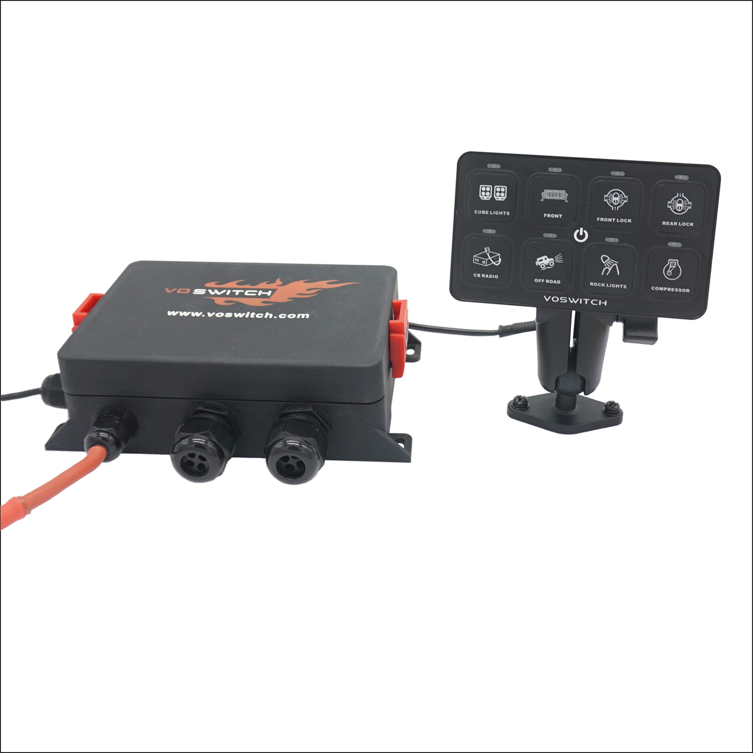 Voswitch UV100 8 Gang Programmable Switch Panel - 12V Power Control System for Truck, UTV, Side by Side & Boat - Waterproof & Customizable Lighting Control for Off-Road, Marine & RV Applications