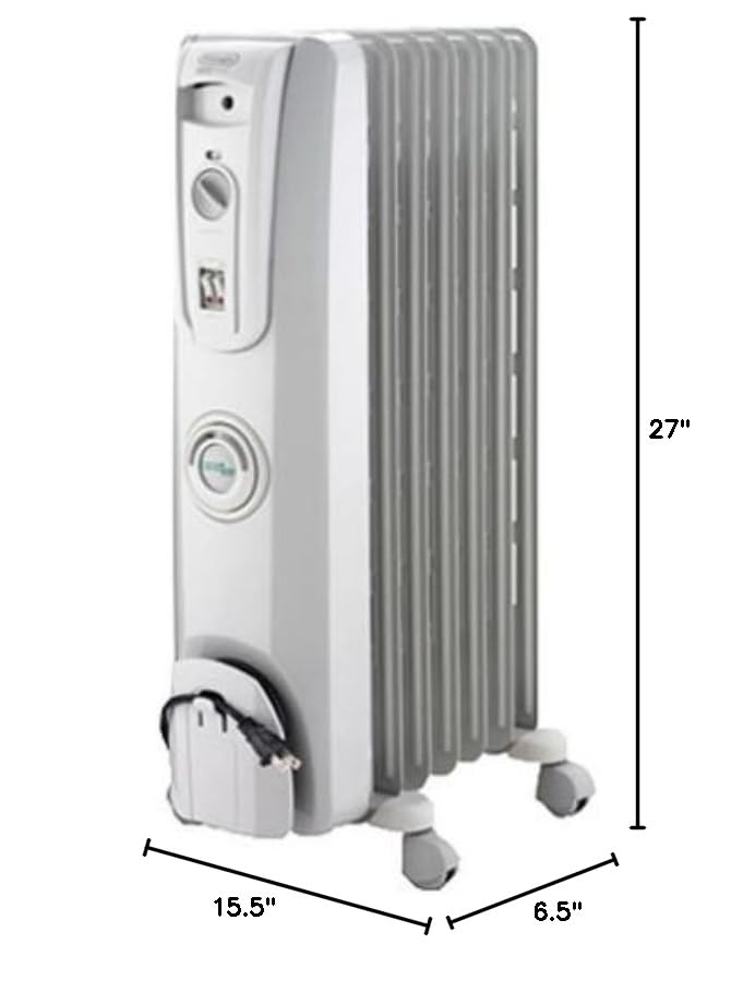 De'Longhi EW7707CM 1500W Oil Filled Radiator Heater - Energy Efficient Portable Space Heater for Indoor Use in Bedroom, Office & Living Room with Safety Features | Quiet Heating Solution for Winter & Cold Weather