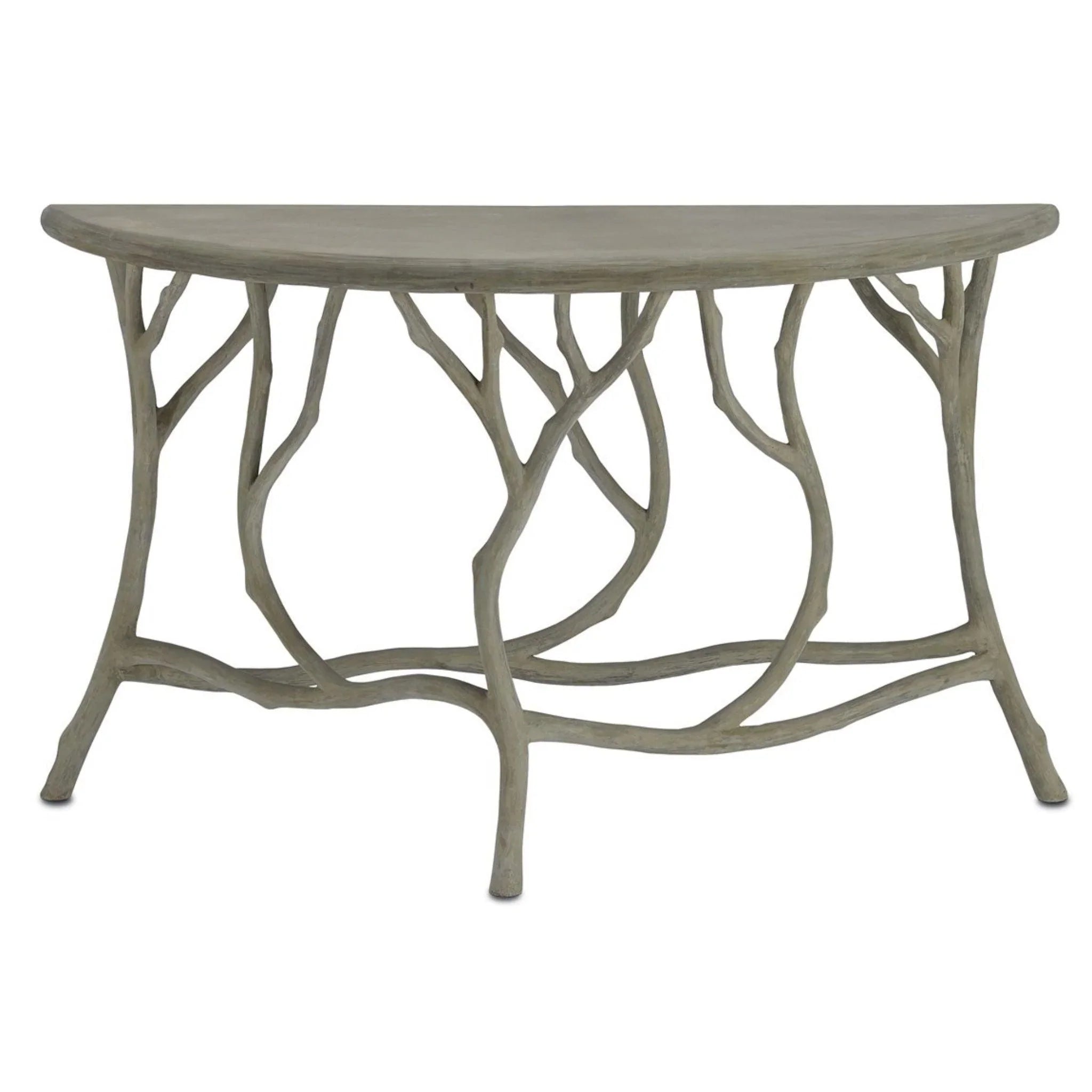 Modern Concrete Half Round Table - Indoor/Outdoor Durable Dining or Side Table for Patio, Garden, and Living Room Decor