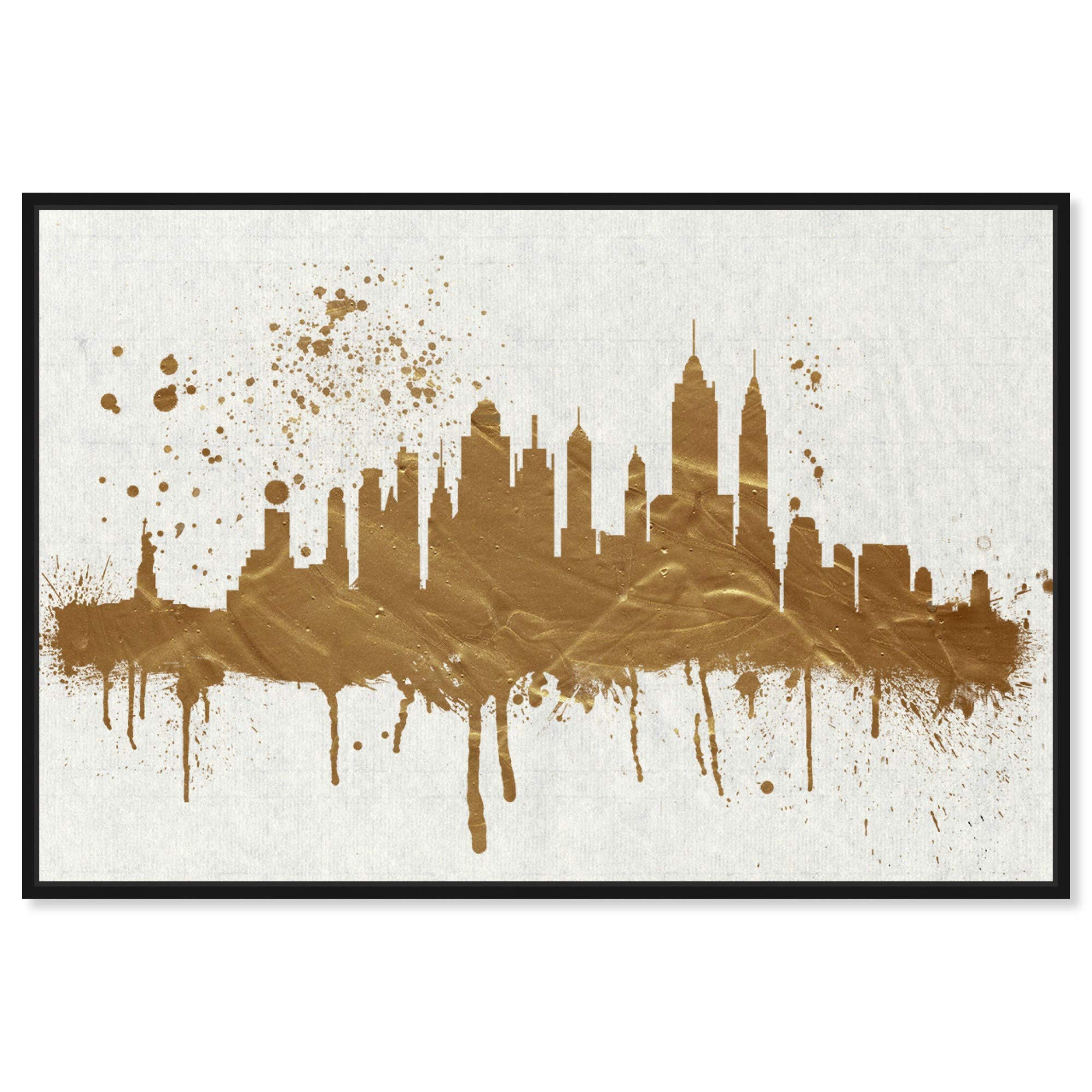 Gold NY Skyline Wall Art Canvas Print - Modern Cityscape Decor for Living Room, Office & Bedroom