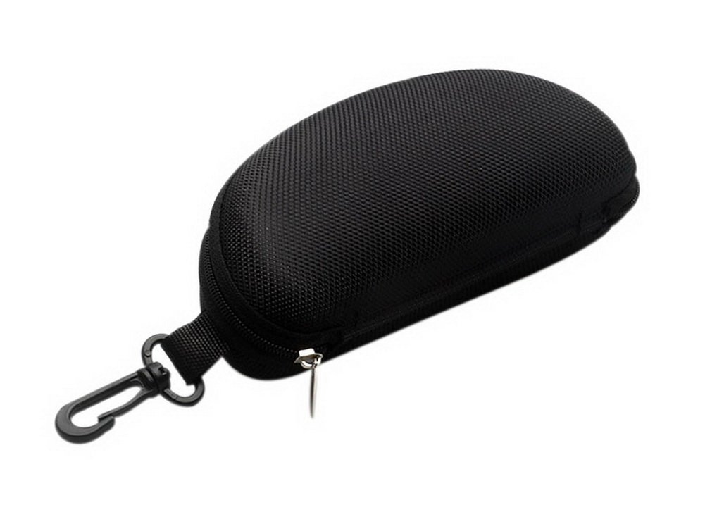 Large Sports Sunglasses Case - Compression Zipper Storage Box with Hook (Black) | Portable Eyewear Organizer for Running, Cycling & Outdoor Activities