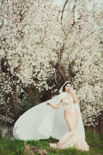Elegant Ivory Chiffon Wedding Bridal Cloak with Hood - Medieval Handfasting Ceremony Cape for Boho, Renaissance & Gothic Weddings