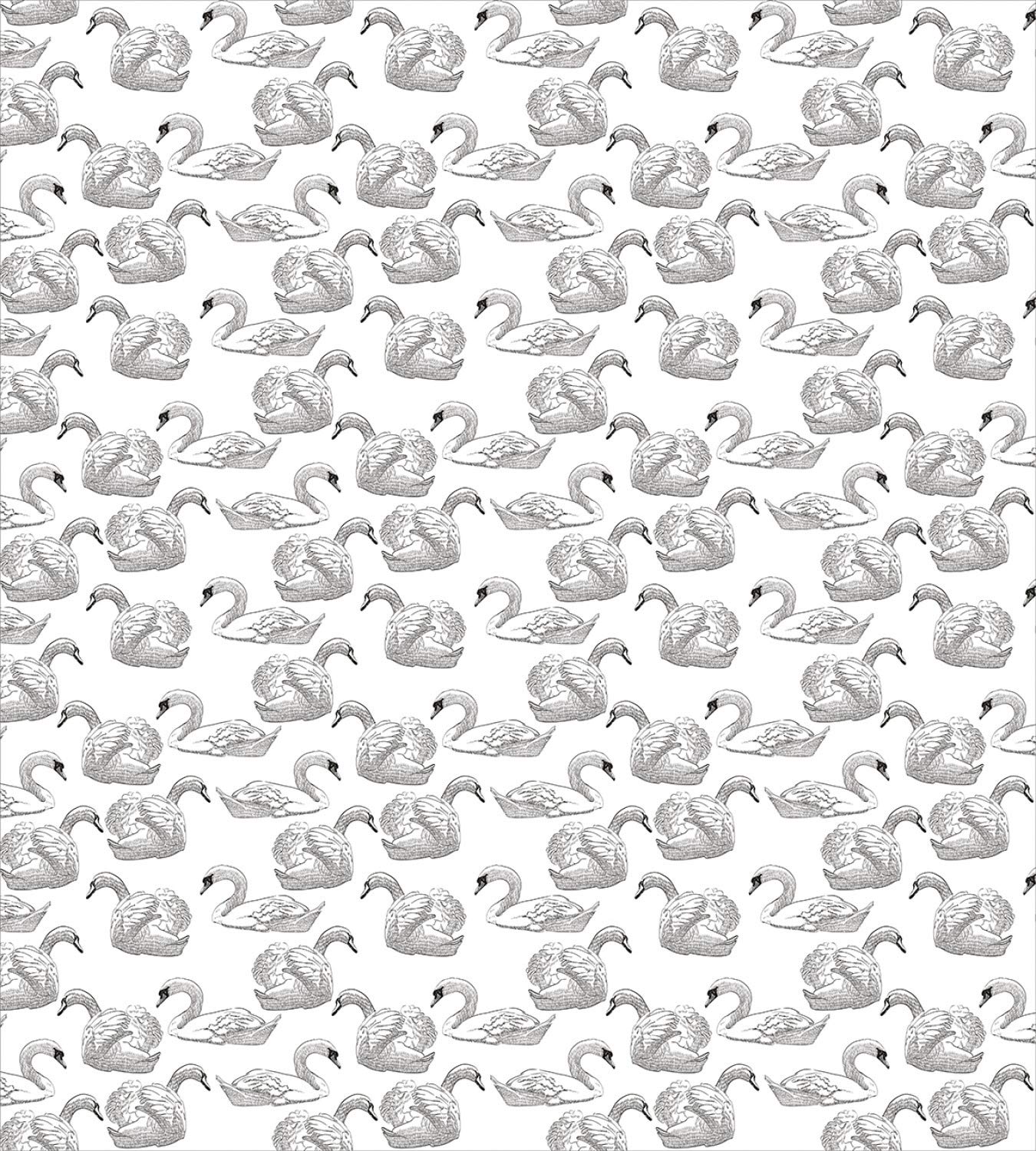 Ambesonne Swan Duvet Cover Set - Elegant Sketch Art of Swimming Waterfowls, 3-Piece Bedding Set with 2 Pillow Shams, California King Size, Black and White Design for Modern Bedroom Decor | Perfect for Master Bedroom, Guest Room, and Luxury Hotel Styling