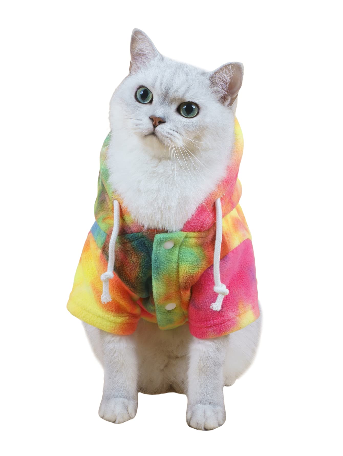 QWINEE Tie Dye Dog Hoodie - Warm Winter Coat Sweater for Small Medium Dogs & Puppies - Soft Fleece Pet Clothing for Cats & Dogs - Perfect for Cold Weather Walks & Outdoor Adventures