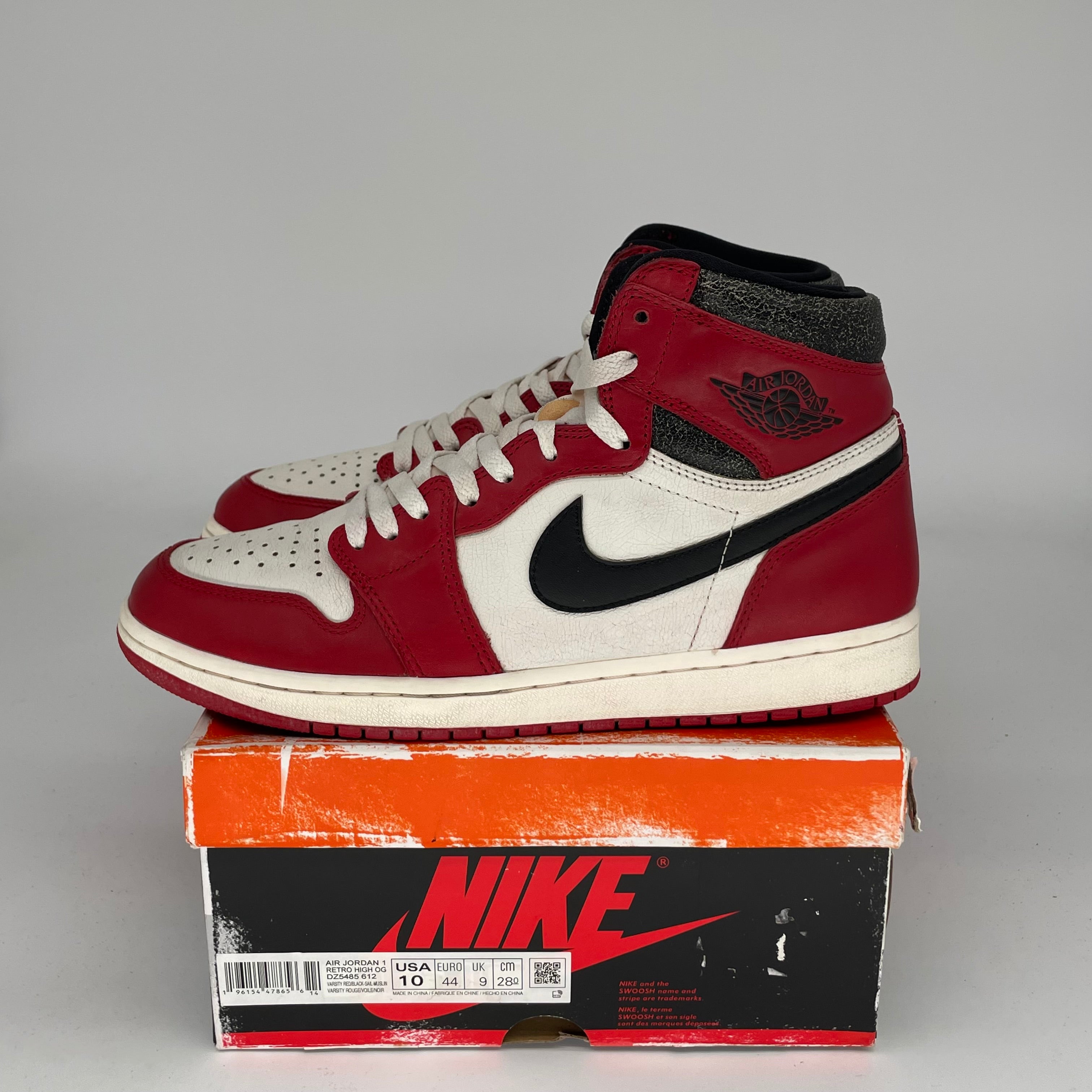 Original Air Jordan 1 Retro High OG 'Lost & Found' Size 10 Men's Basketball Shoes DZ5485-612 - Vintage Chicago Colorway for Sneaker Collectors & Streetwear Fashion