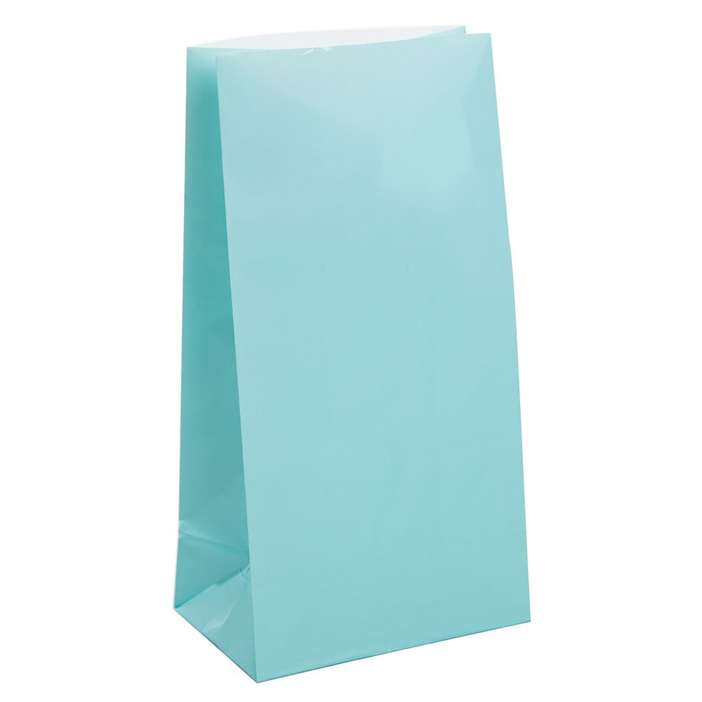 Eco-Friendly Paper Bags 12-Pack - Baby Blue Color, Reusable Kraft Gift Bags for Parties, Weddings, Baby Showers & Retail Packaging