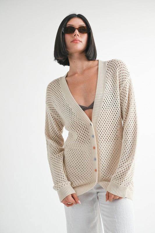 Crochet Button Up Cardigan for Women - Lightweight Summer Cover-Up for Beach, Office & Casual Outfits