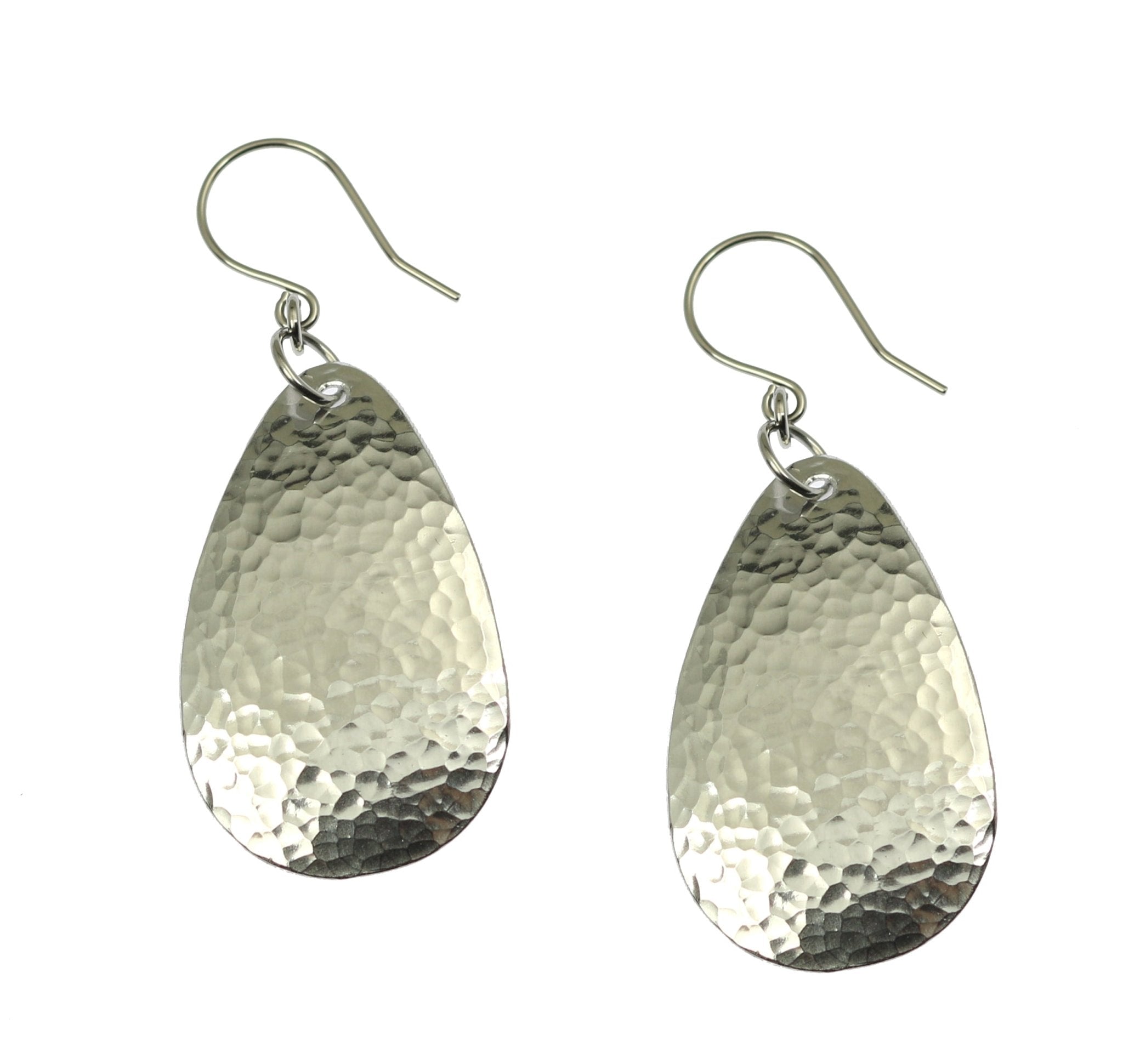 Handmade Small Hammered Aluminum Tear Drop Earrings - Lightweight Dangle Earrings for Women - Boho Chic Jewelry for Casual Wear, Parties & Special Occasions