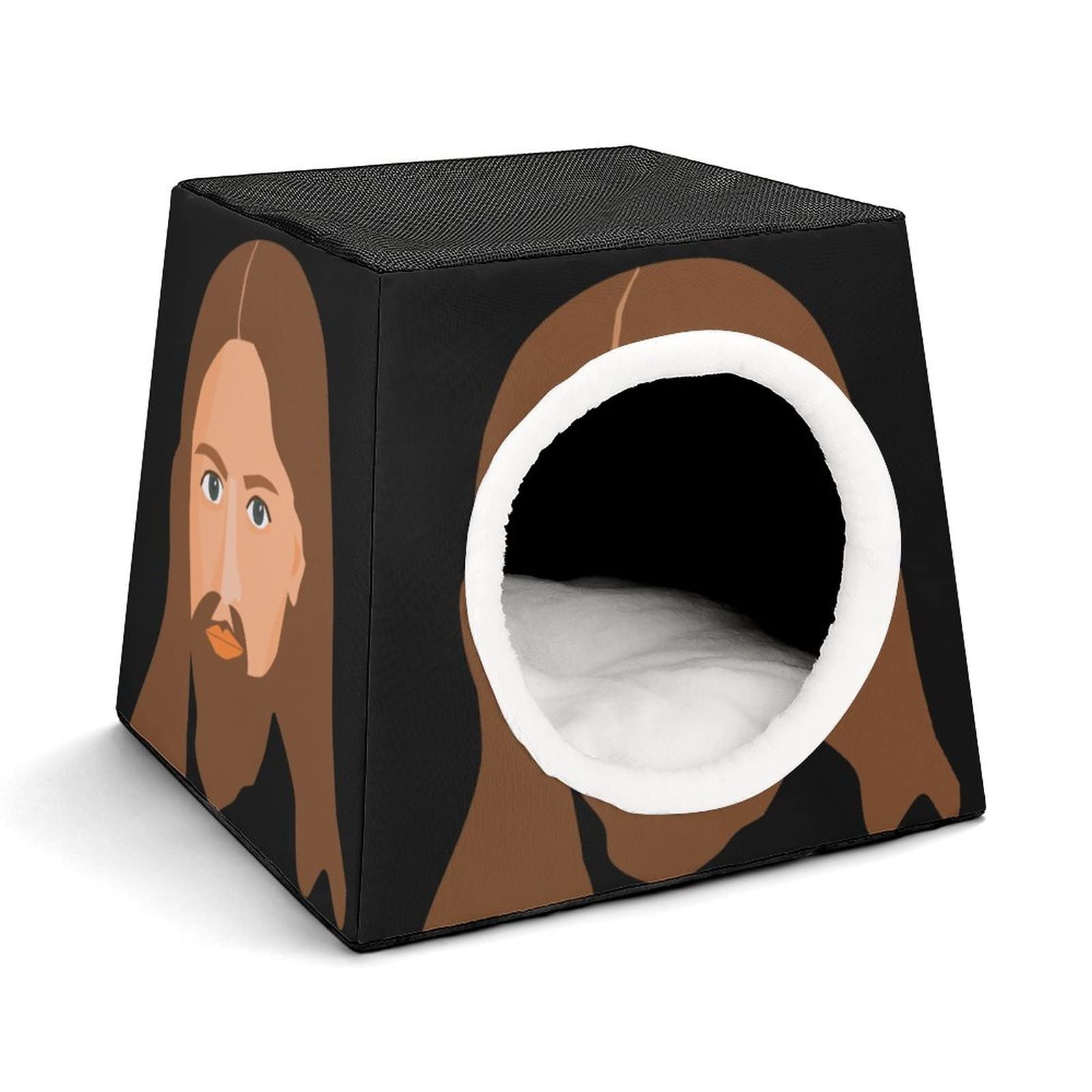 Printed Cat Houses & Condos - Foldable Cat Cube Bed with Removable Pillow - Cozy Pet Sofa for Indoor Cats - Perfect for Napping, Playing & Relaxing at Home