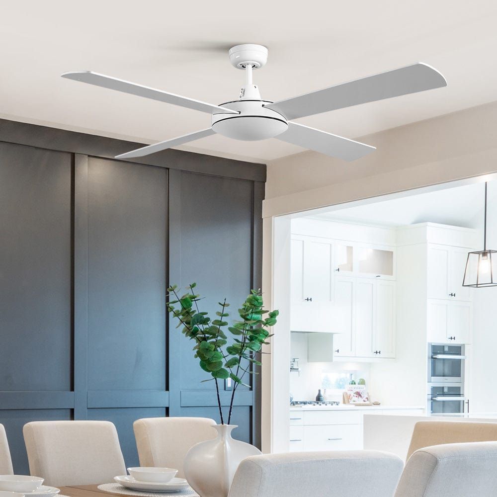 Devanti 52 Inch White Ceiling Fan with Remote Control - Quiet, Energy Efficient for Bedroom, Living Room & Outdoor Use